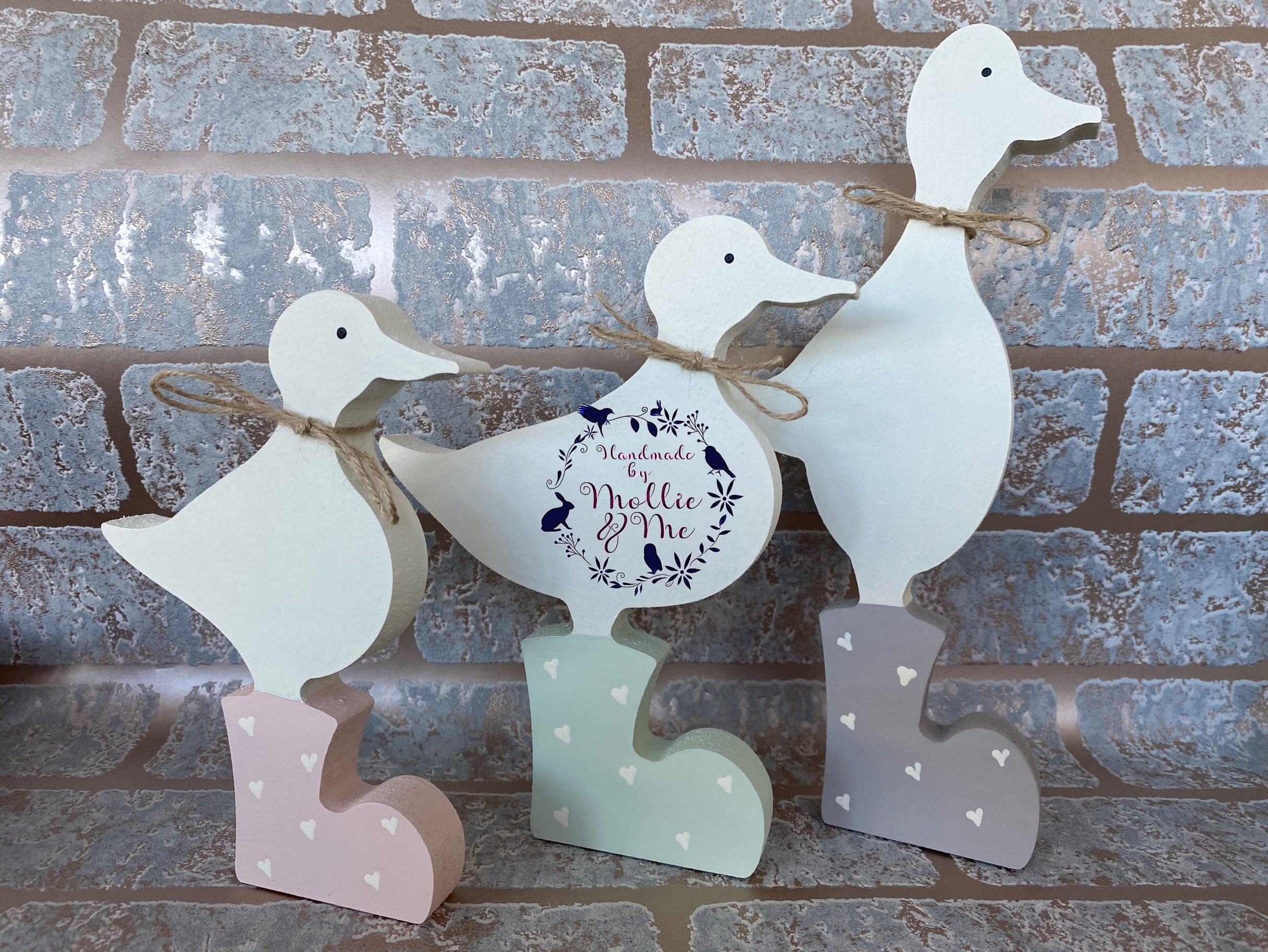 Set of 3 ducks in boots 