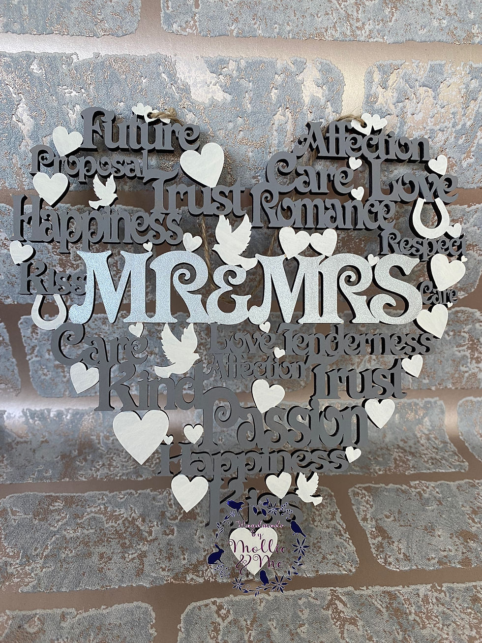 Thumbnail: worded hearts friend, mum, auntie, sister, mr & mrs, niece, personalised, Daddy