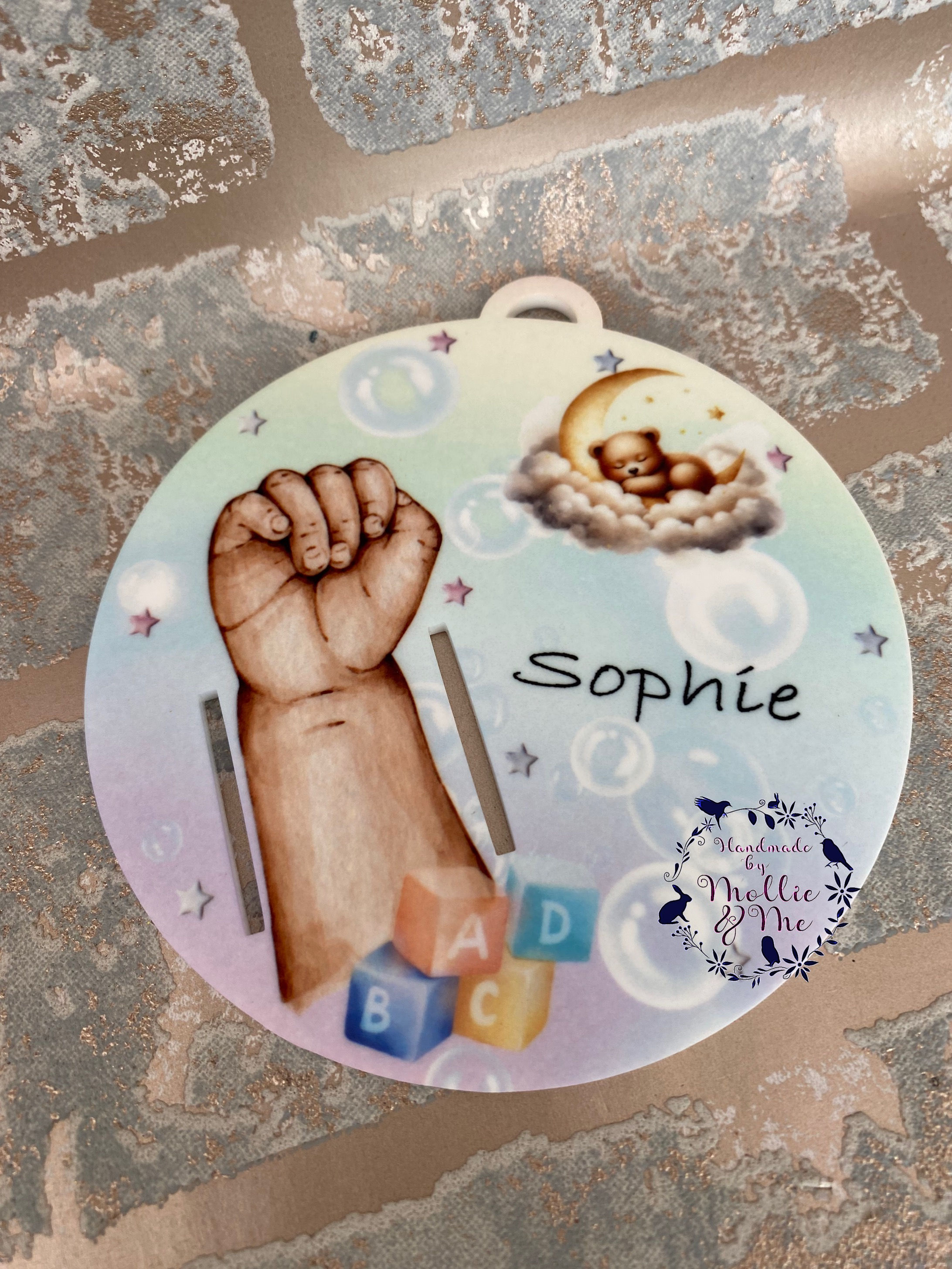 Baby’s hospital wrist band personalised