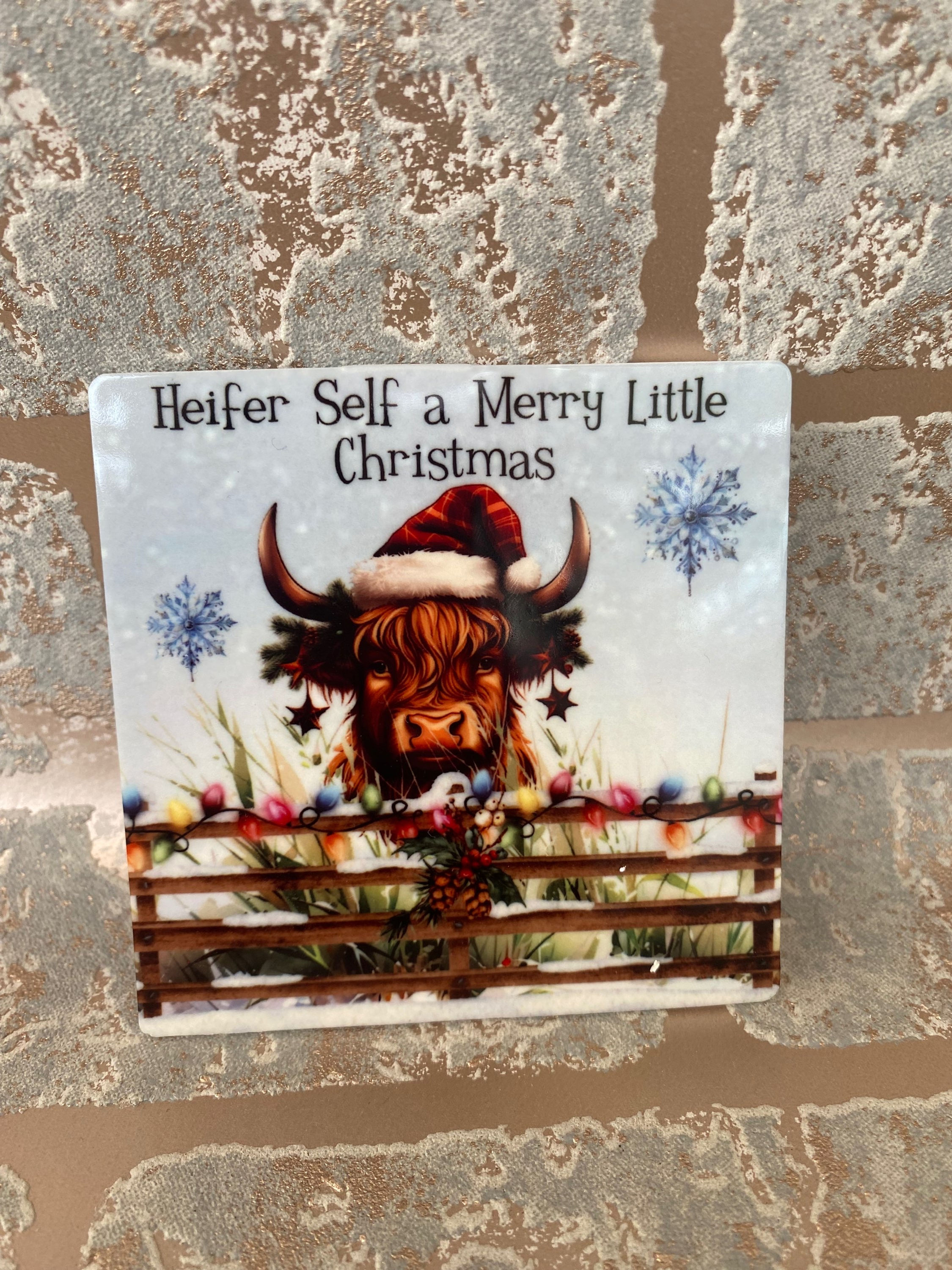 Highland cow Christmas coaster