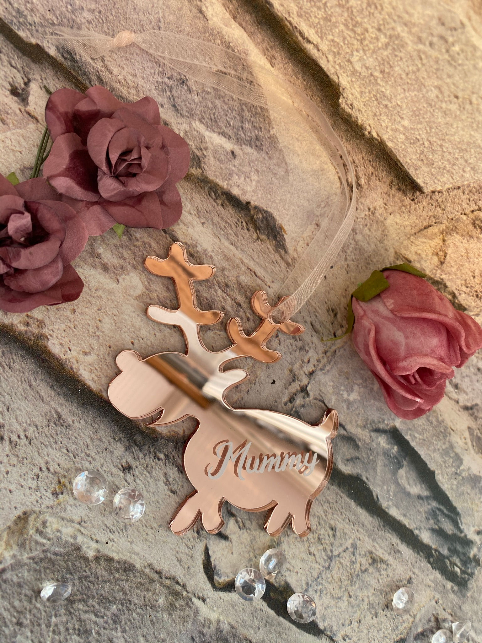 Rose gold reindeer- personalised