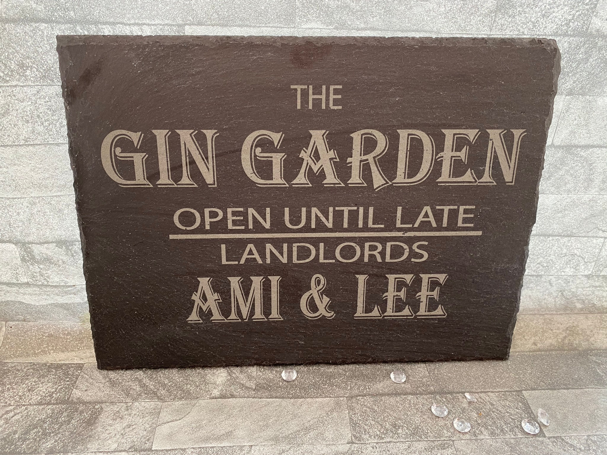 The Gin Garden slate sign