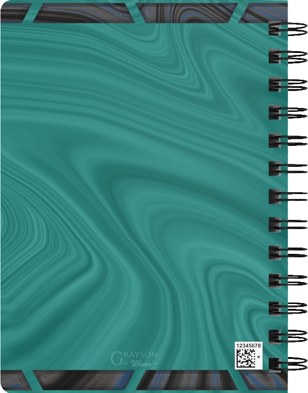 Thumbnail: Spiral notebook journal with lapis lazuli blue cassette tape designed by Grayson Waves back view