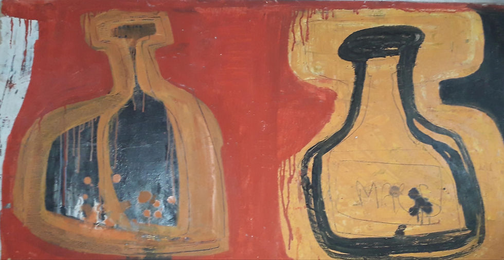 Carafes. Huile sur bois 1997