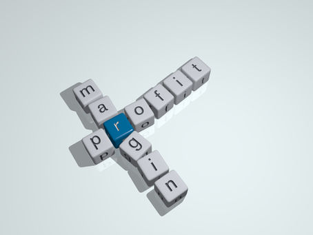 Profit margin combined by dice letters and color crossing