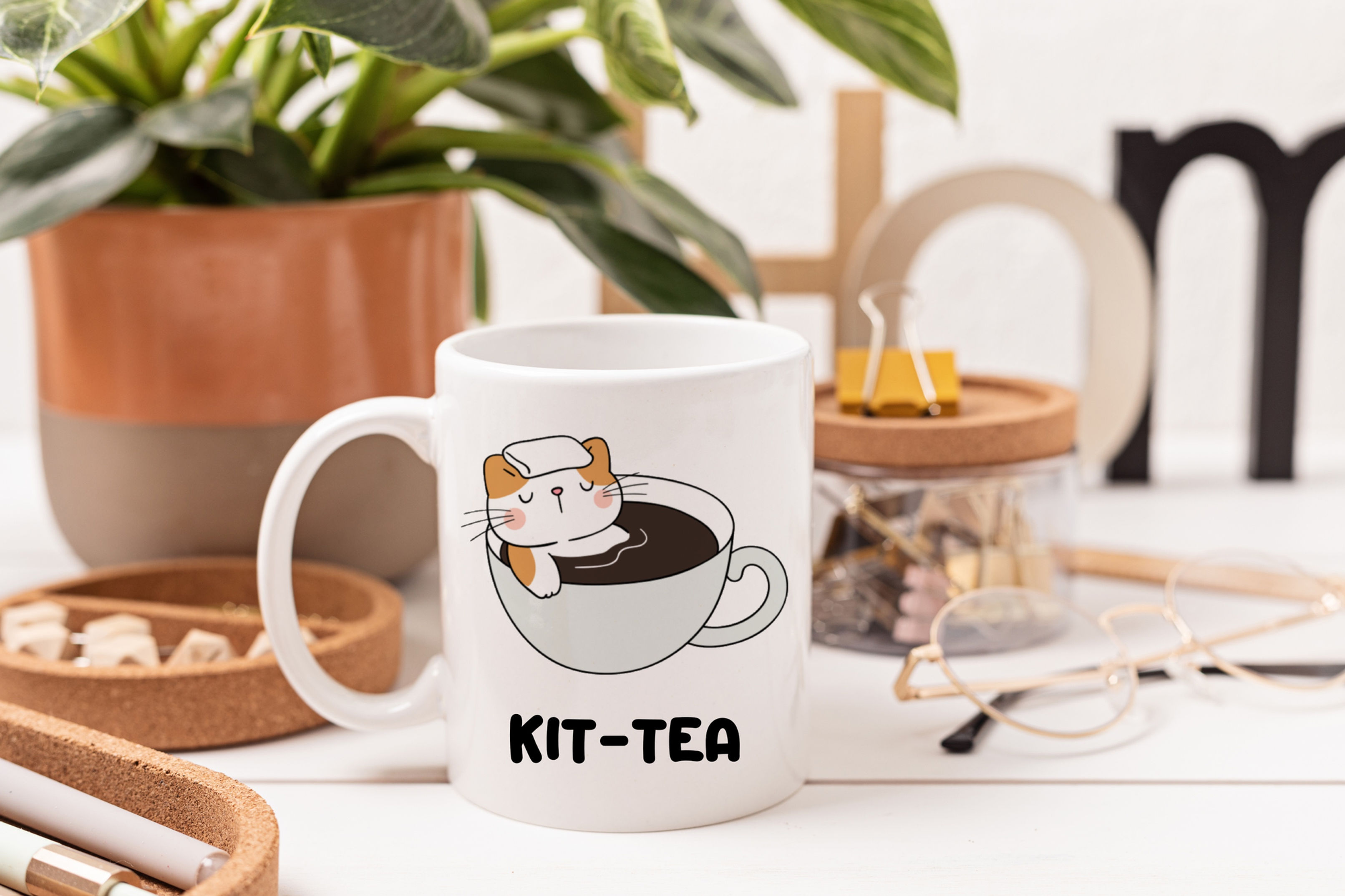 Mug personnalisé Kit-tea, cadeau pour les fans de café ou thé et d'a