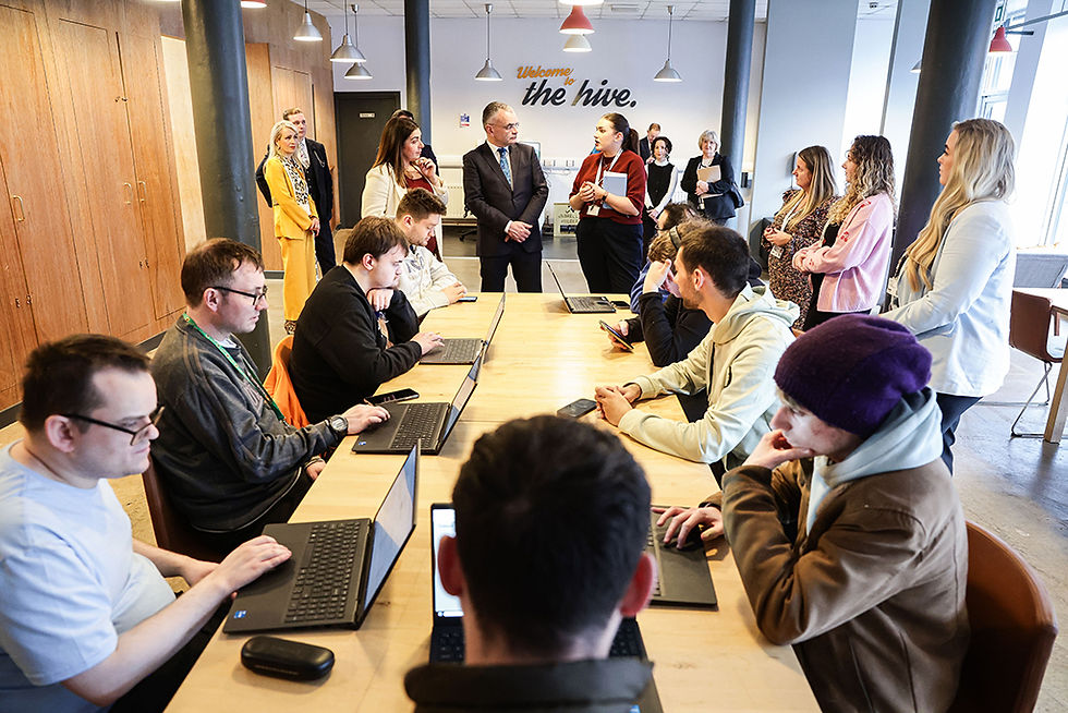 Dara Calleary, Minister for Social Protection, with NOW Group Staff