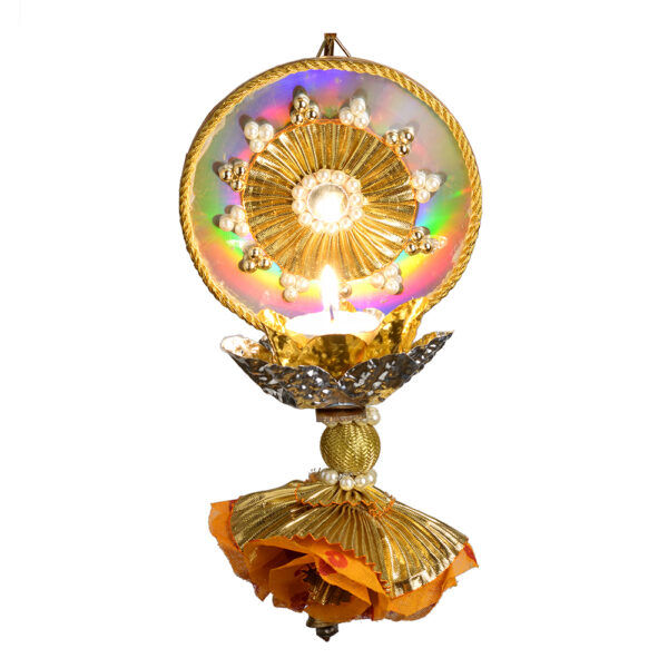 Recycled CD Stand with Lotus