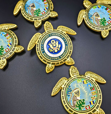 Eastern Caribbean Embassy Turtle Shaped Challenge Coin
