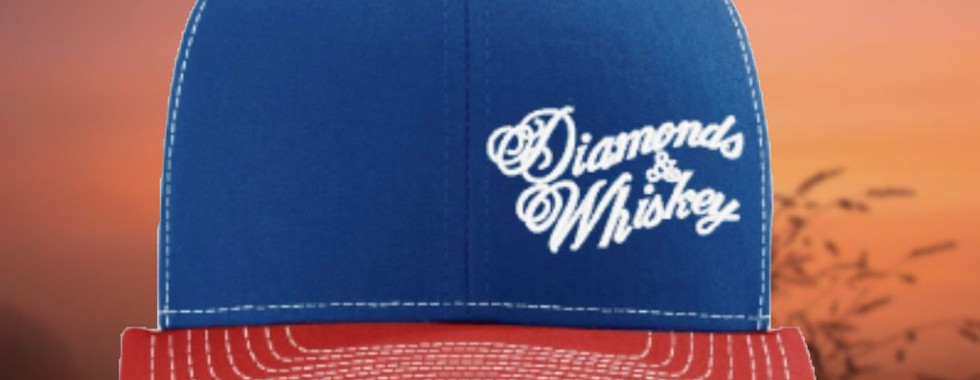 Diamonds and Whiskey Concert Apparel- Logo Hat Blue and Red