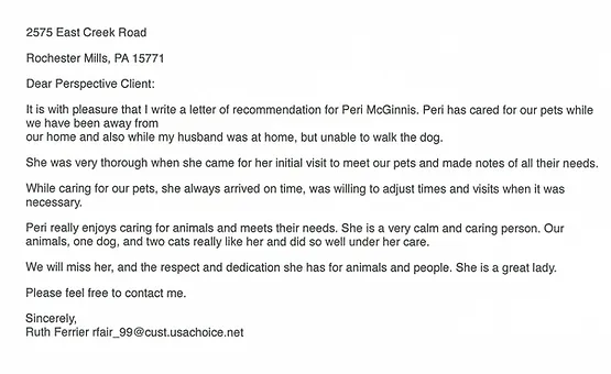 peri mcginnis pet care pet sitting dog walking las vegas nevada four letter animals