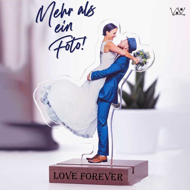 Thumbnail: uv printed wooden base photo, custom acrylic photo gift, acrylic block with personalized design, wooden stand photo print
