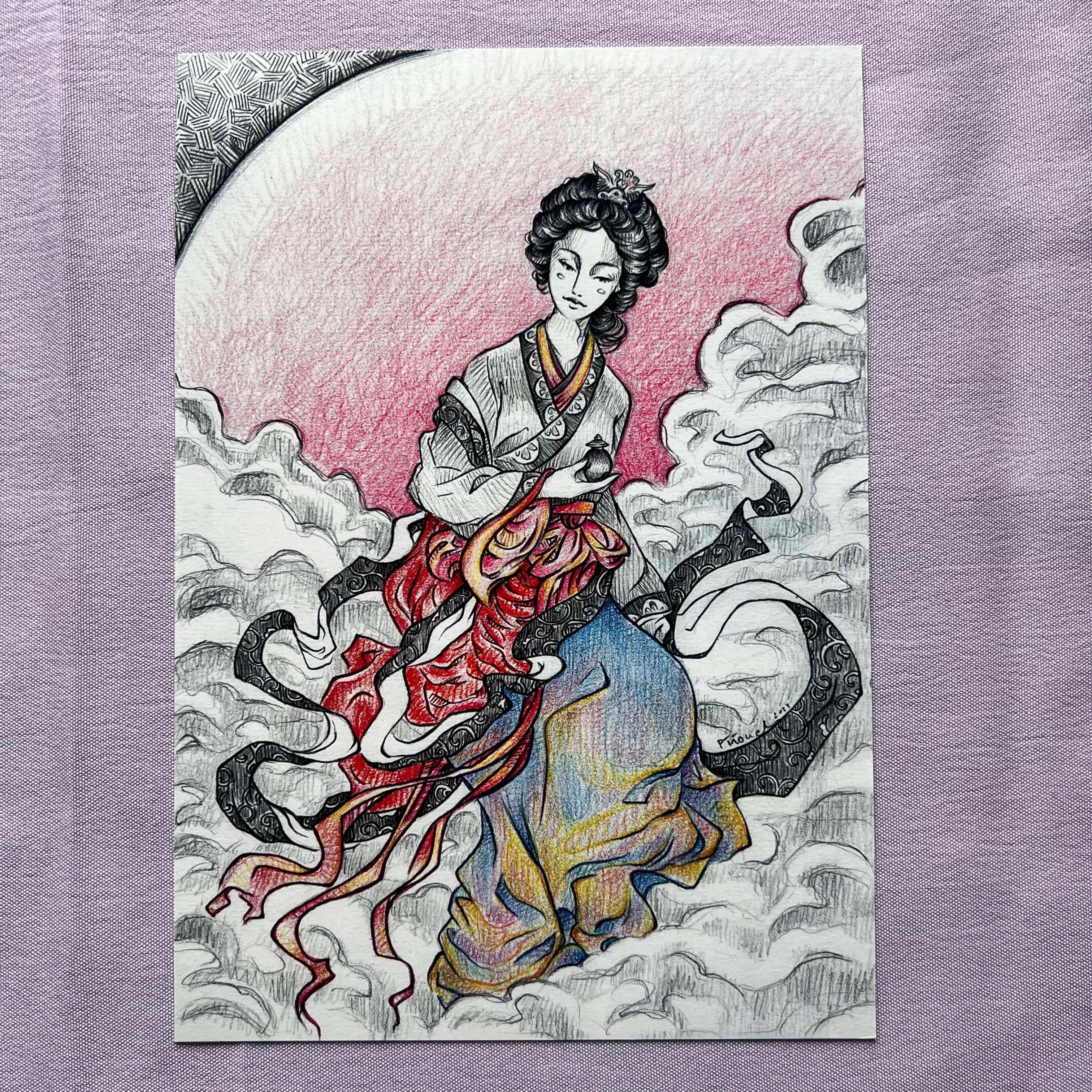 chang-e, yoshitoshi tsukioka, original giclee print, tloczuss