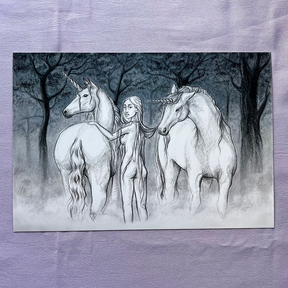 unicorn art, original giclee print, tloczuss