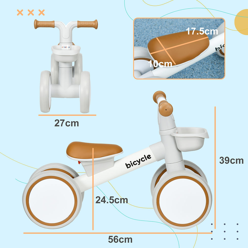 Thumbnail: AIYAPLAY Kids Balance Bike for 1-3 Years Old with Adjustable Seat