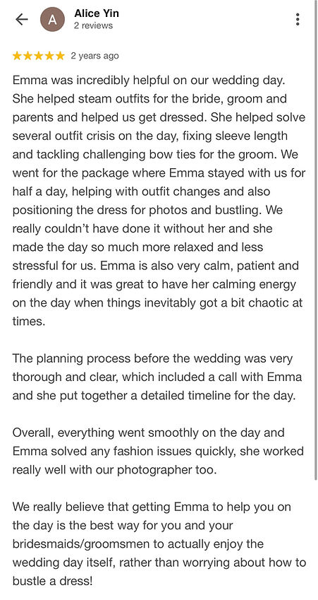 Bridal Dressing and Assistance review