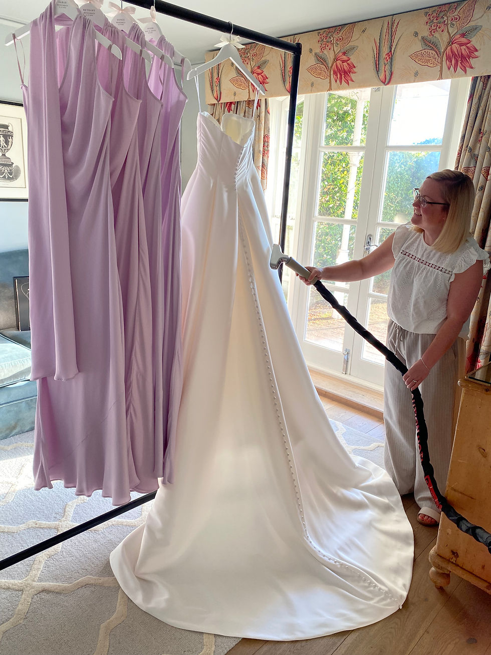 Wedding Dress Steaming the morning of your wedding. Bridal Dressing Services to make you look and feel your best.