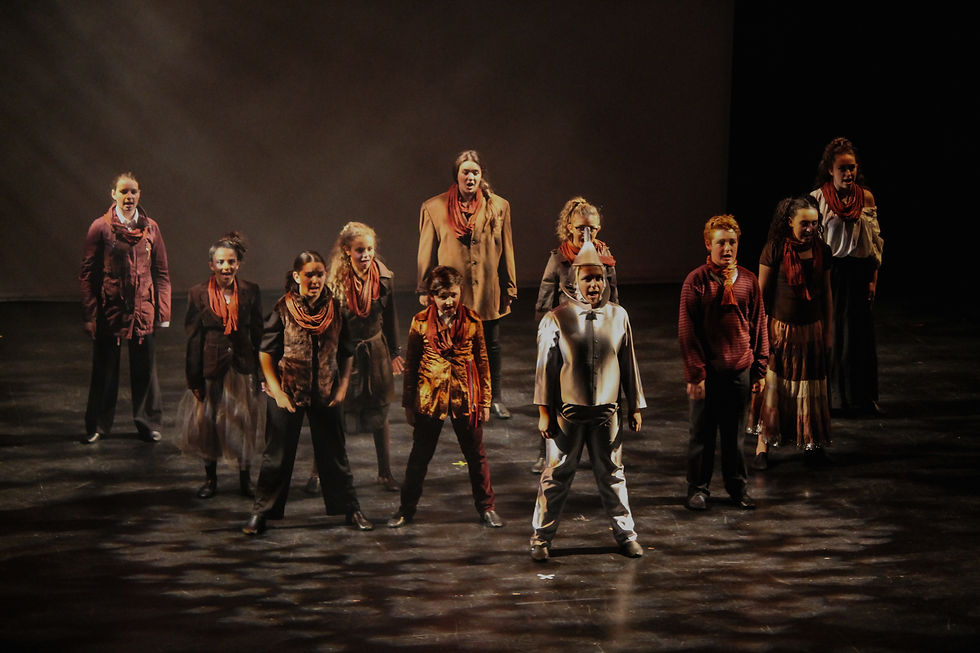 Young performers participating in Wicked musical theatre production.