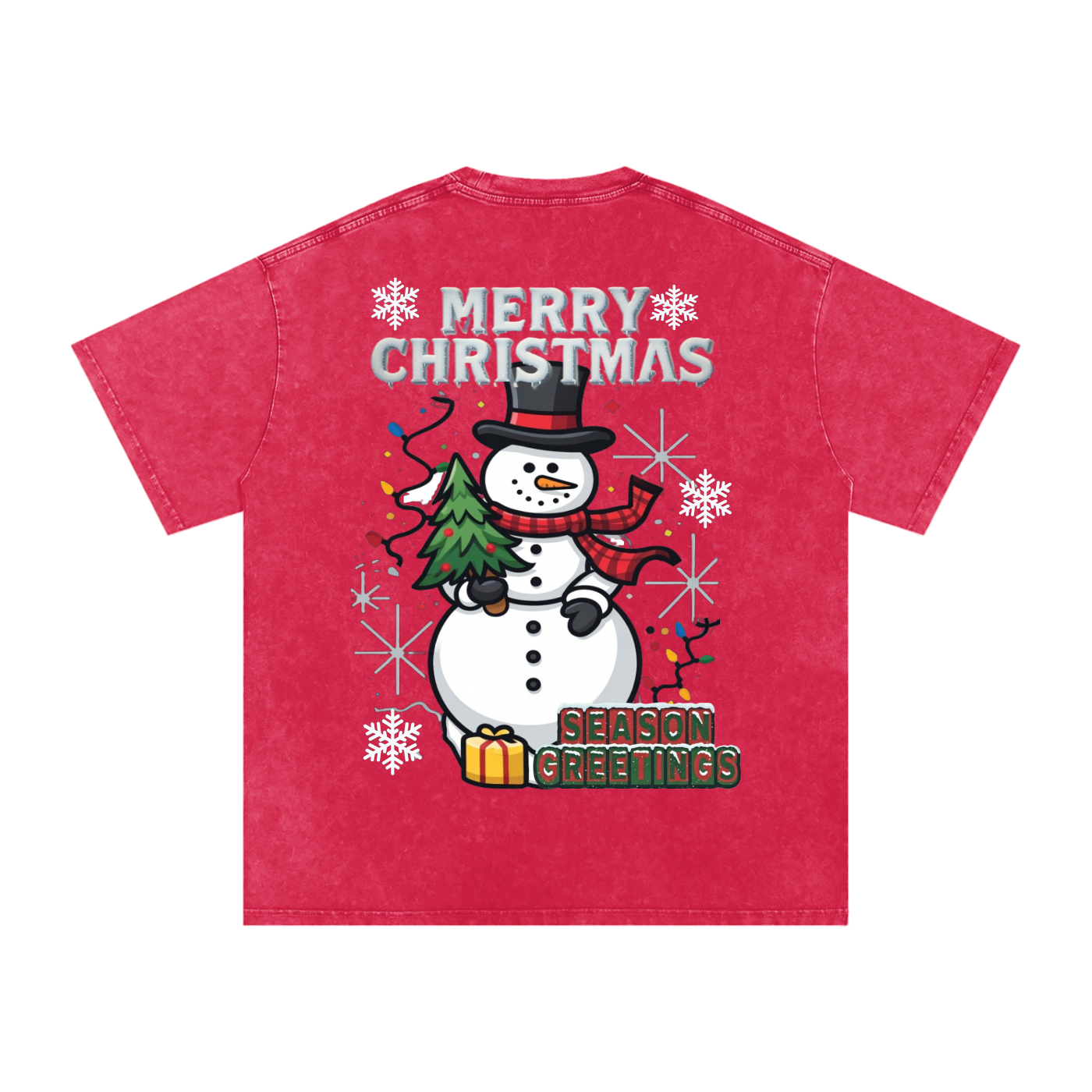Snowman Washed Oversized Cotton T-Shirt