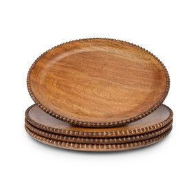 S/4 MANGO WOOD BEADED CHARGER