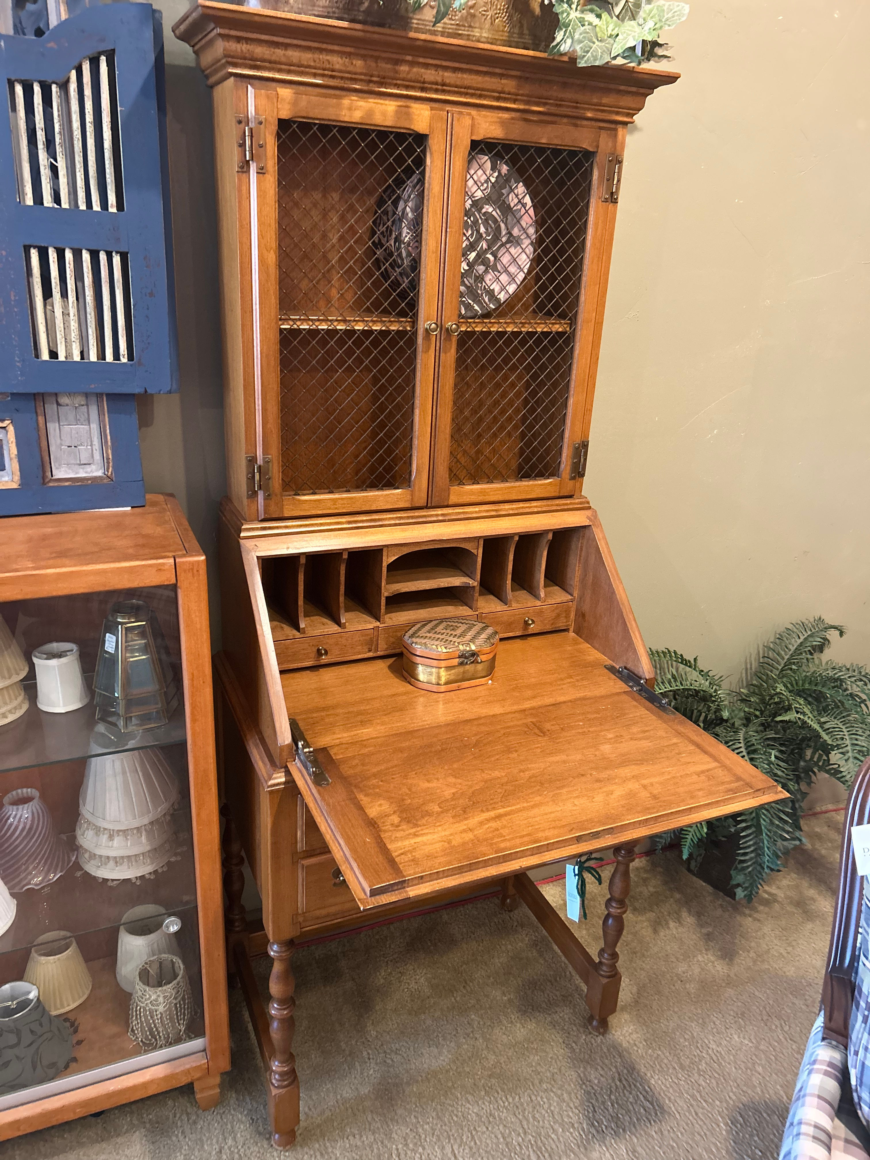 Vintage Small Drop Front Secretary and Hutch