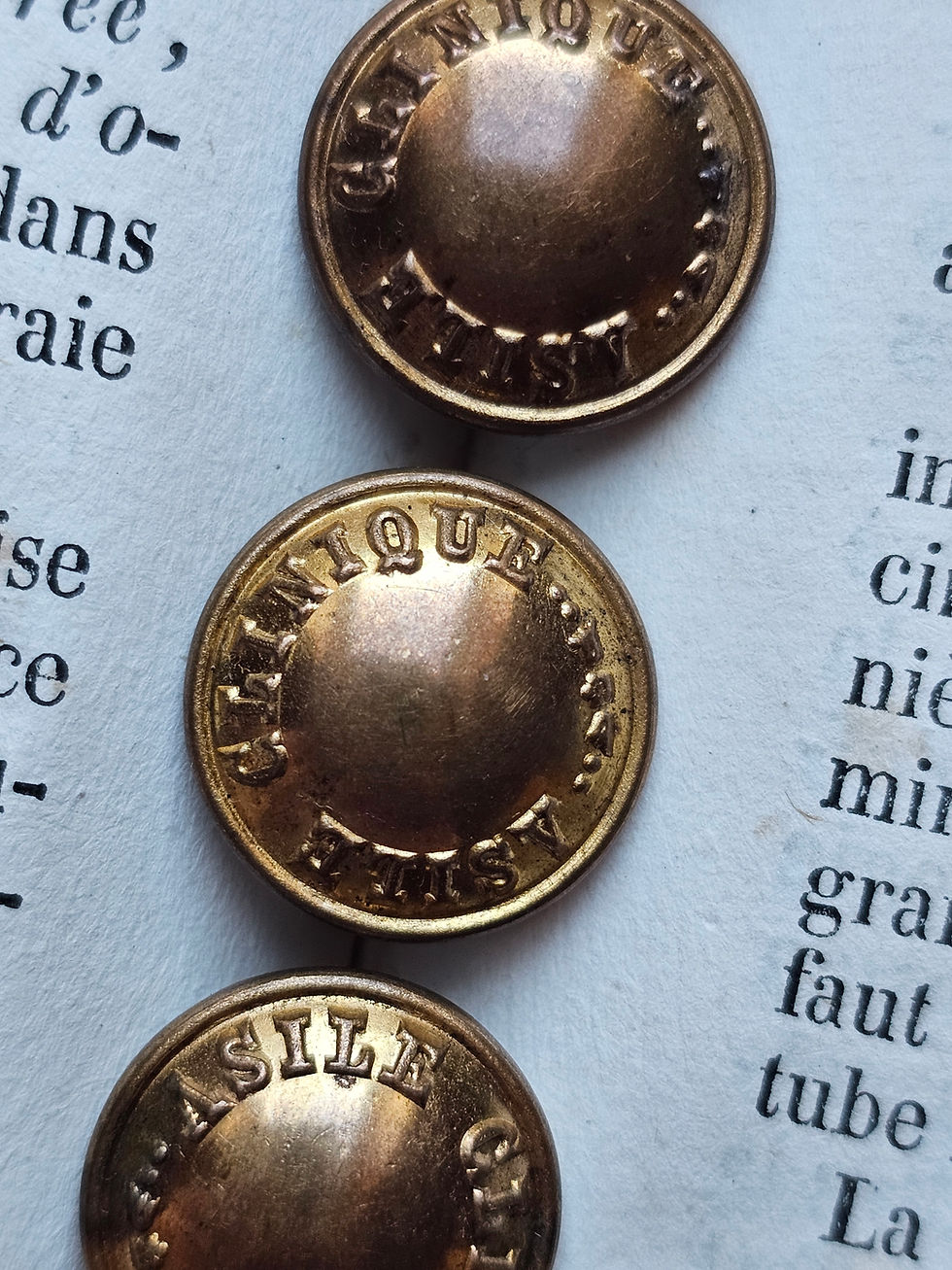 Miniature : Rare French antique asylum  button for psychitaric hospital staff uniform