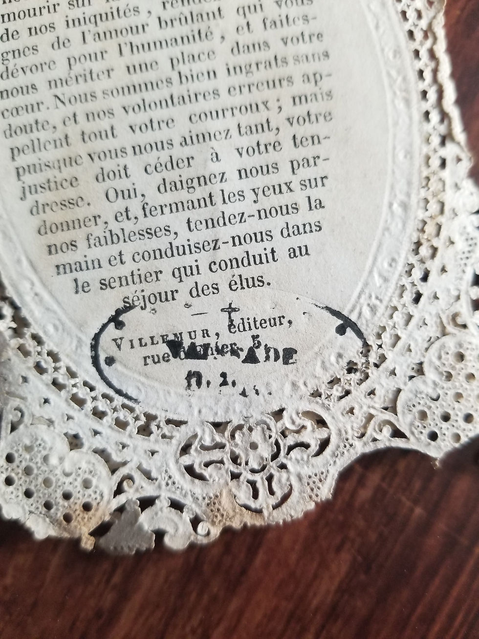 Miniature : French antique Holy prayer card with hidden picture of the Sacred Heart of Jesus
