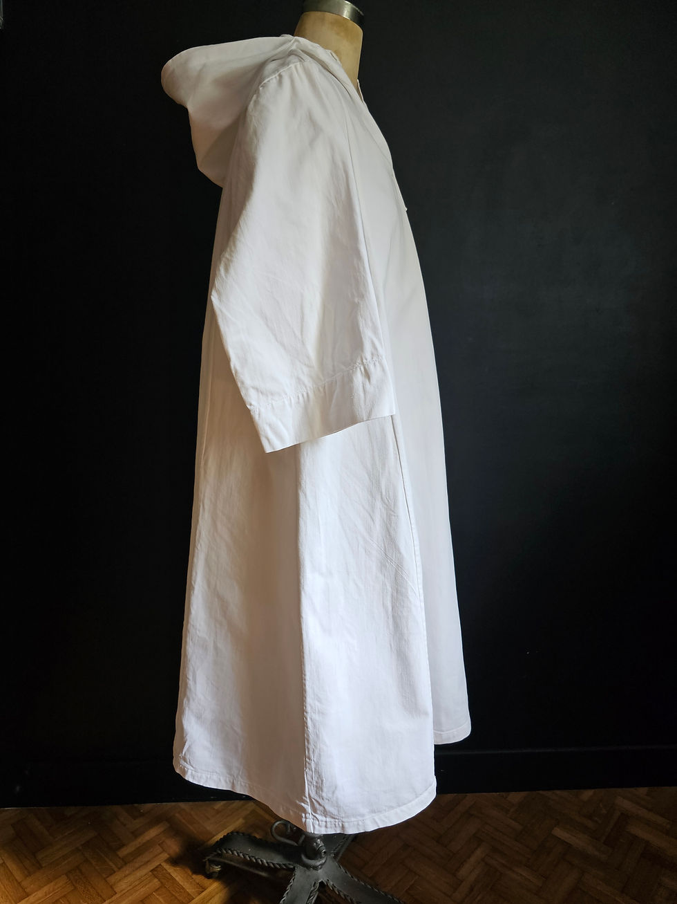 Thumbnail: Vintage cotton alb with hood