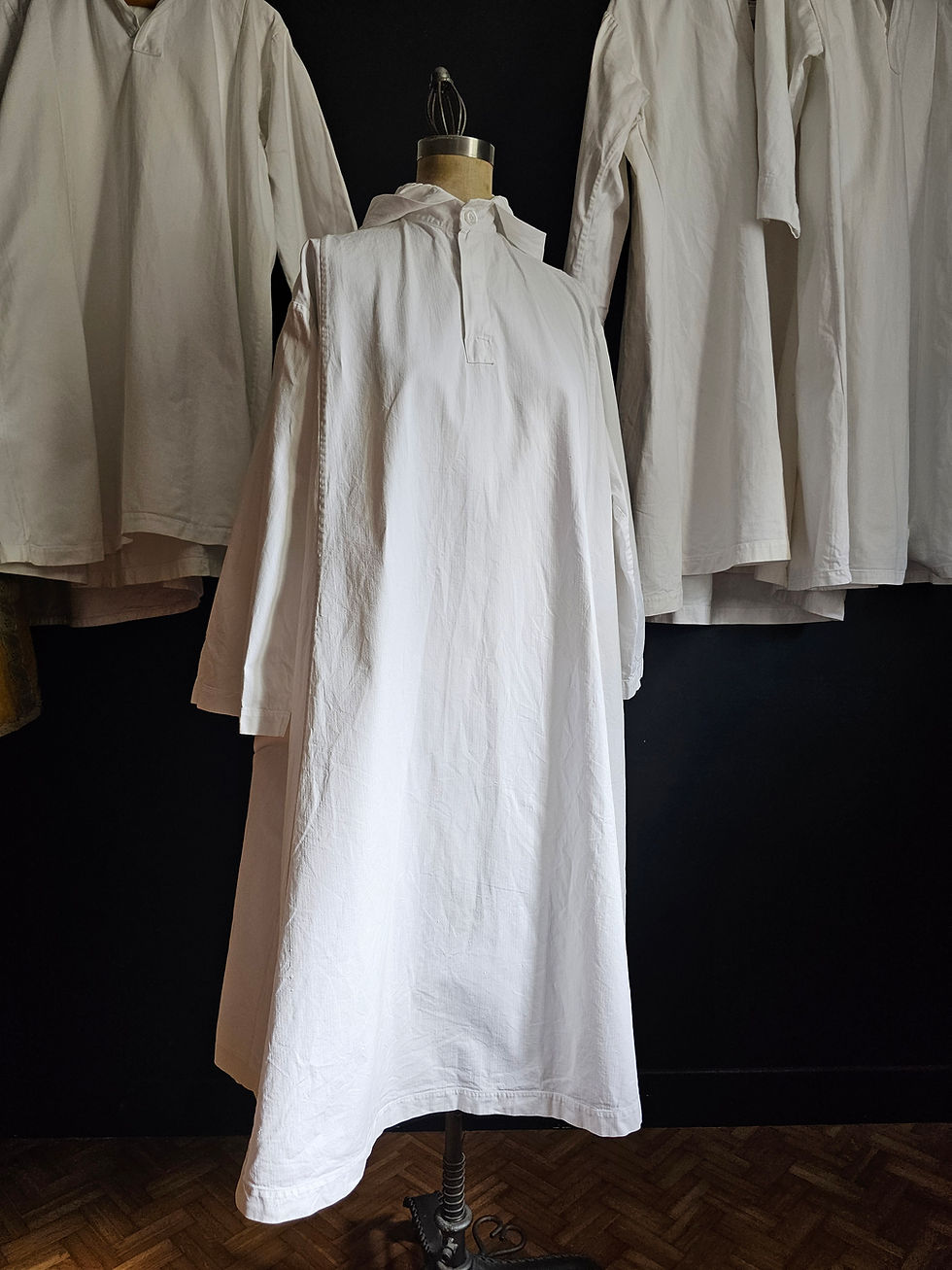 Vintage cotton alb with hood monastic Christian liturgy