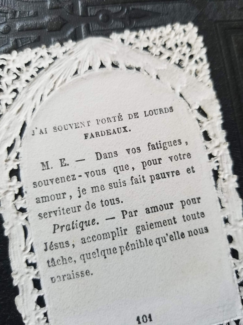 Miniature : French antique Holy prayer card Infant Jesus with lace cut paper
