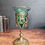 Thumbnail: French antique church sanctuary oil lamp with green glass and IHS Christogram