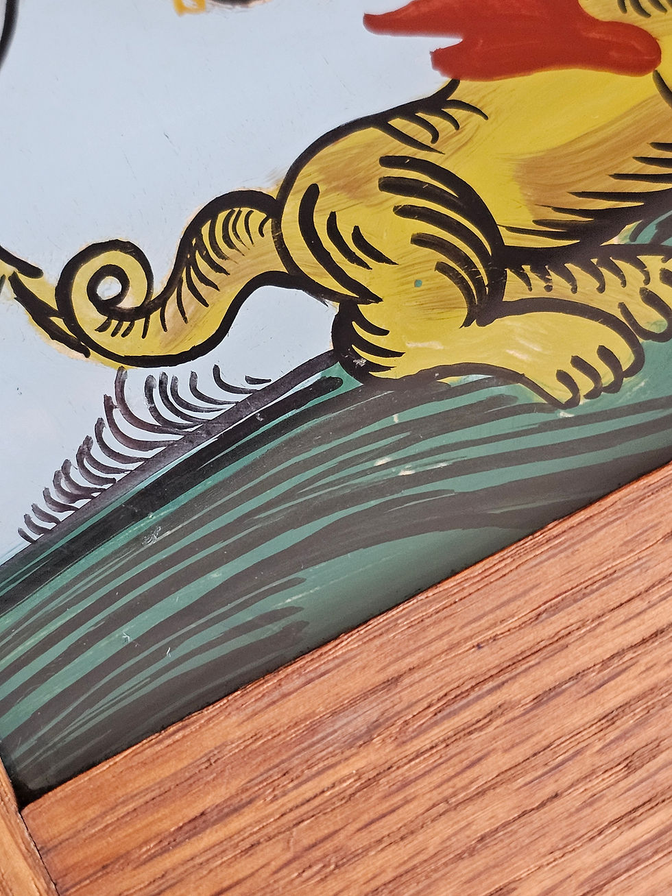 Thumbnail: Vintage St George and the dragon glass reverse painting in wooden frame