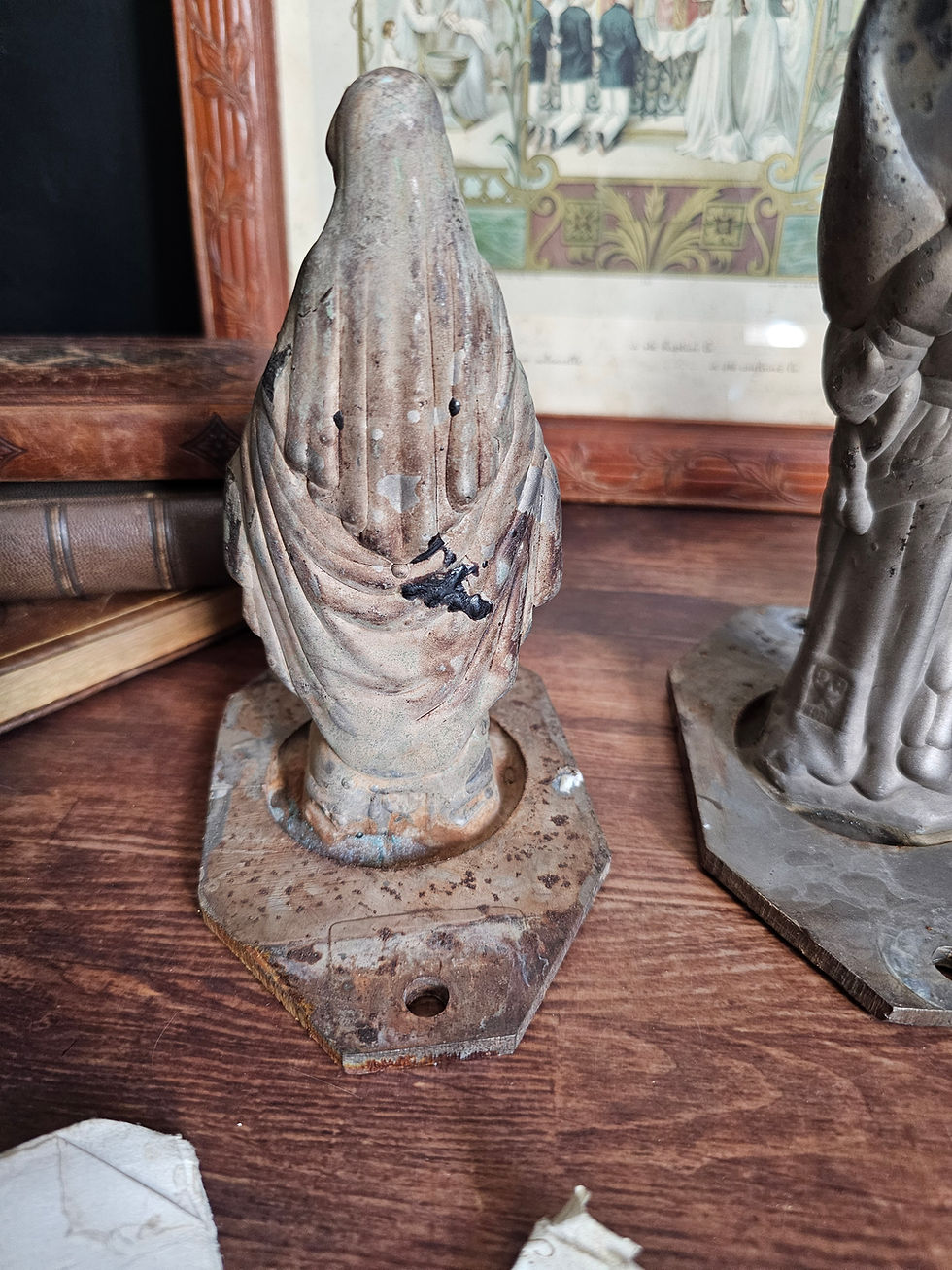 Thumbnail: Vintage lot of 3 moulds for religious statues: Mary, Joan of Arc, St Anthony