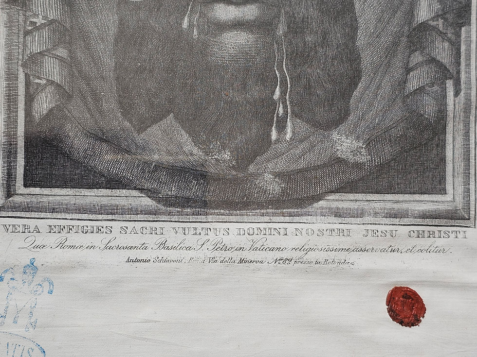 Thumbnail: Veronica’s Veil, Holy Face of Christ relic with Vatican seal and document, 1887