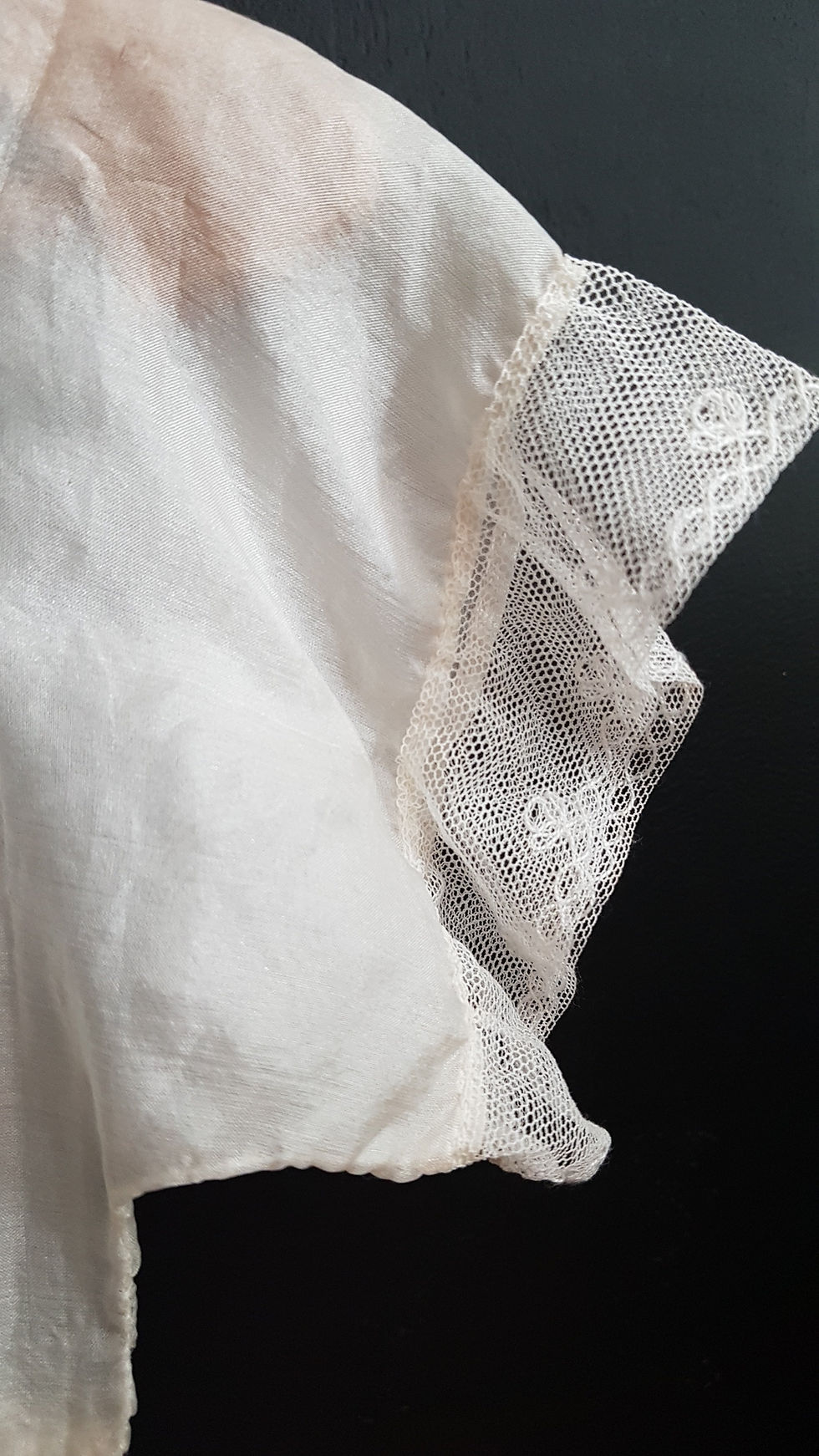 Miniature : Vintage baby silk chiffon baptism christening dress