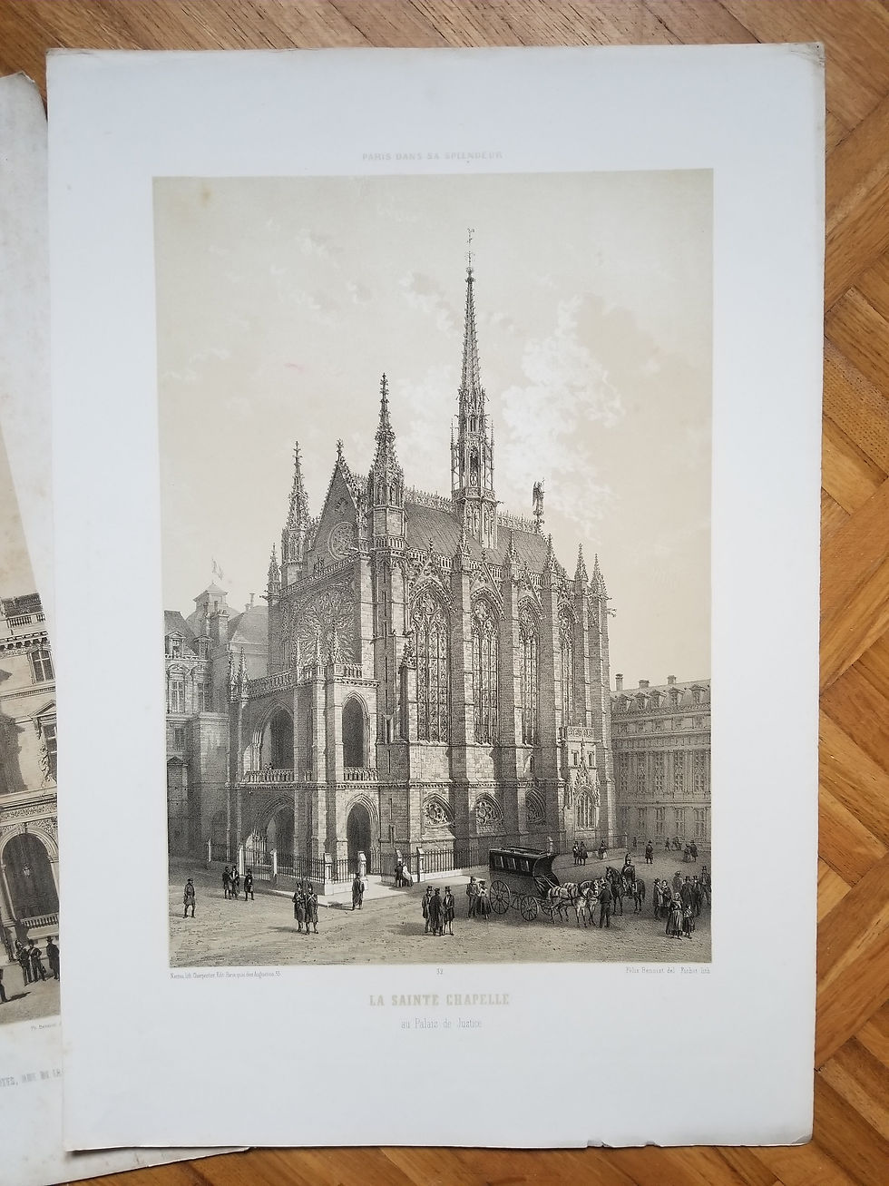 Antique Lithograph from 'Paris dans sa splendeur', Sainte Chapelle