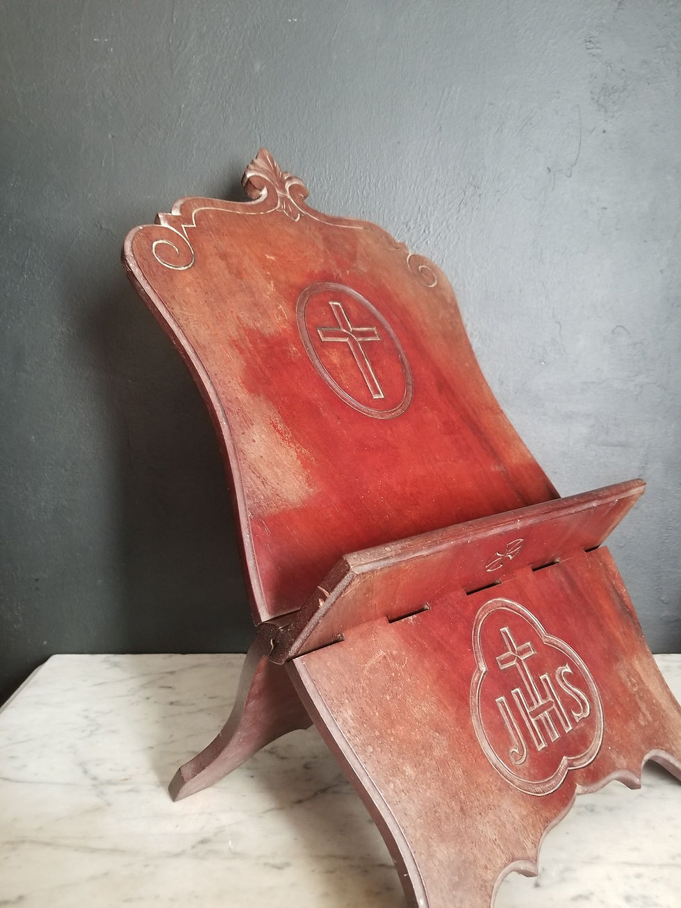 Thumbnail: Antique wooden church lectern / Bible holder / Bible stand
