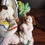 Miniature : Antique bisque porcelain statue of a couple praying near an oratory. L&M Letu Mauger