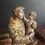 Miniature : Statue en métal de Saint Antoine de Padoue avec l'Enfant Jésus marquée AF