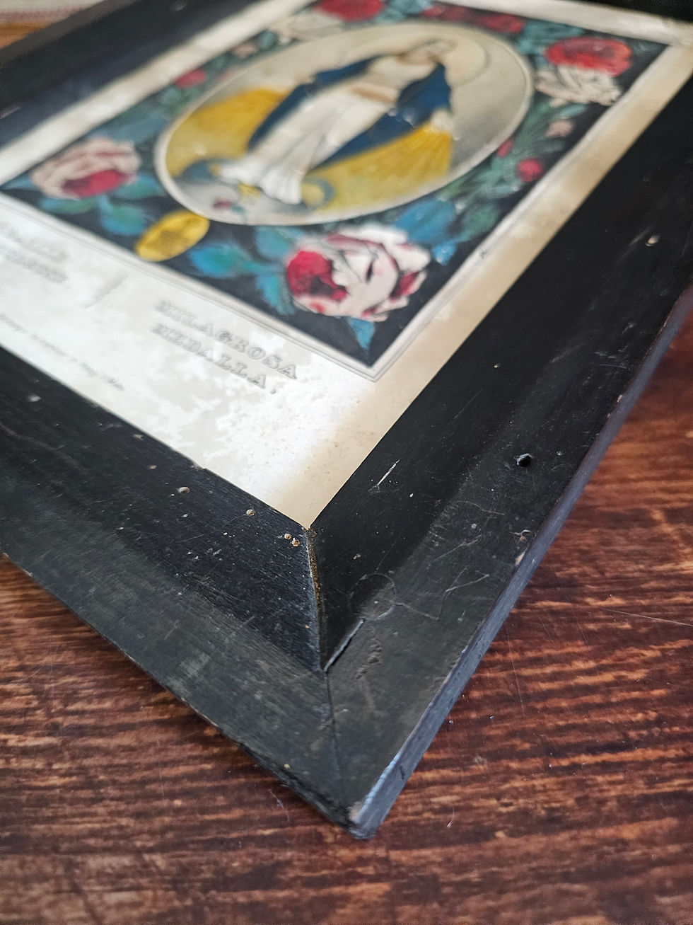 Thumbnail: Antique Our Lady of Grace, miraculous medal hand painted print by Gangel et Metz