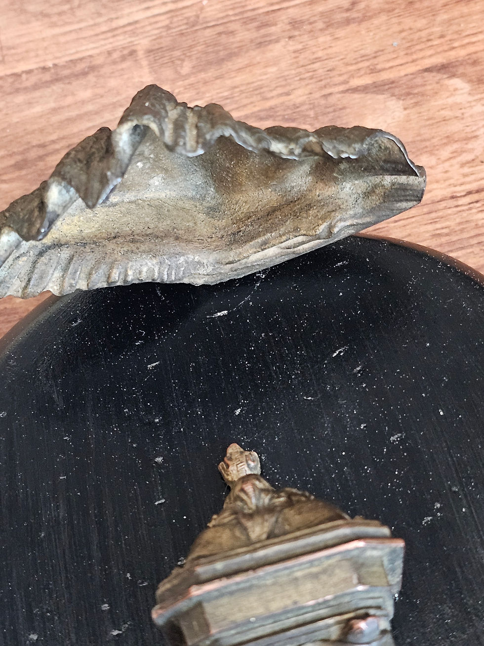 Thumbnail: Antique Louis Marie Grignion de Monfort metal figurine with Holy water font