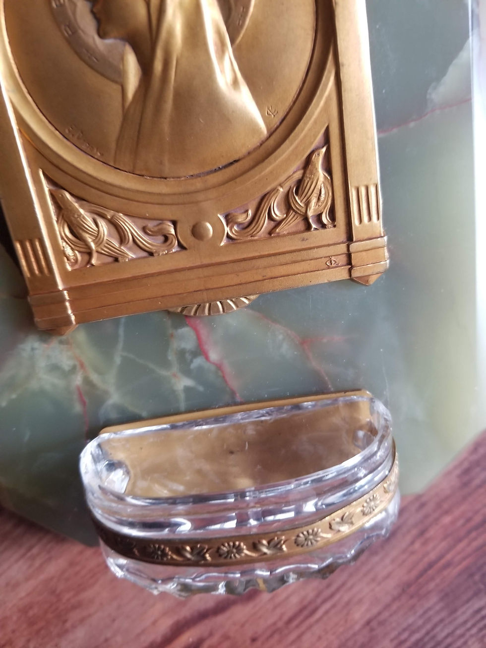 Thumbnail: French antique Regina Virginum on onyx plaque with Holy water font