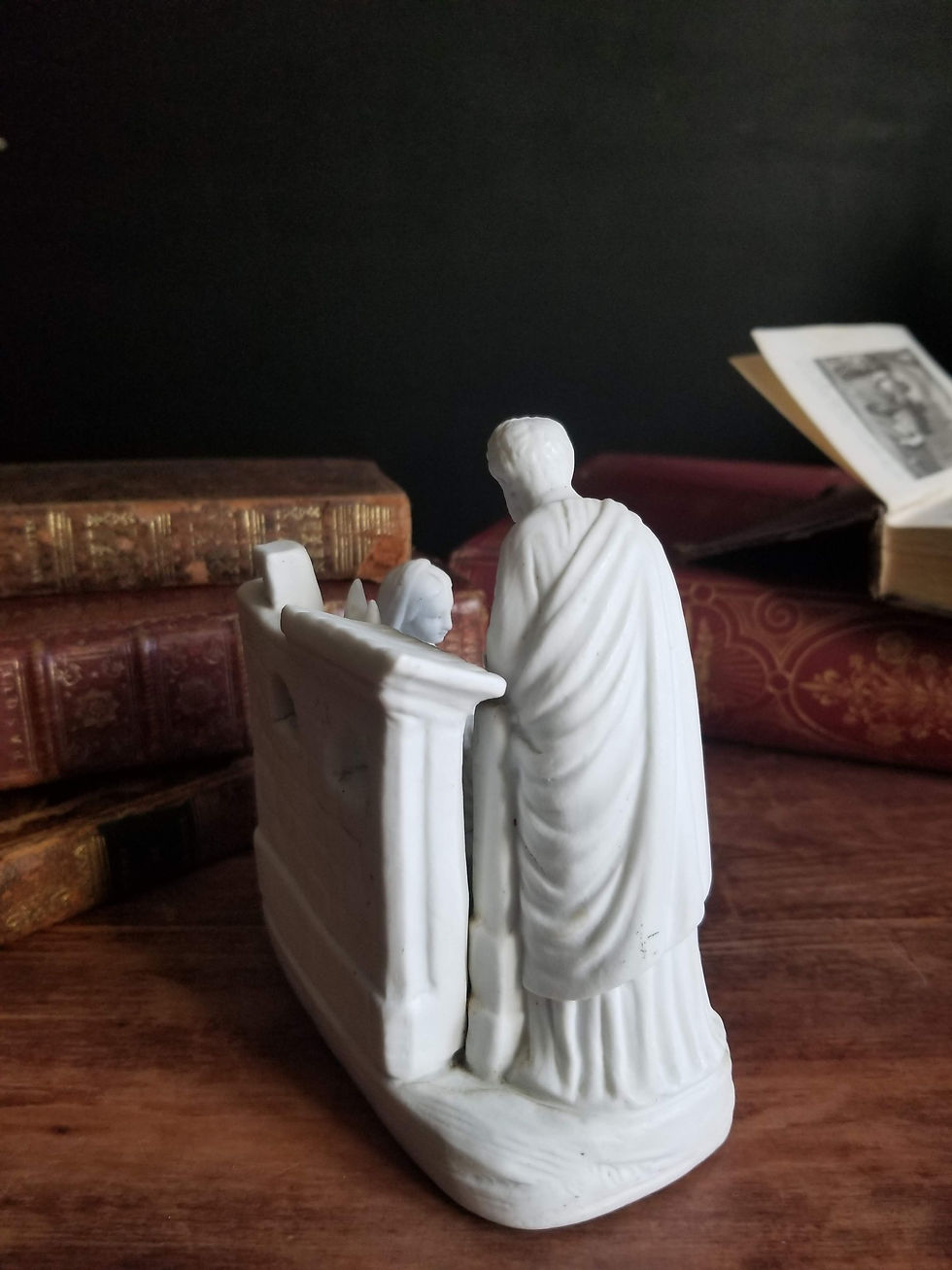 Thumbnail: Unusual Holy Family in the stable or nativity scene bisque porcelain statue
