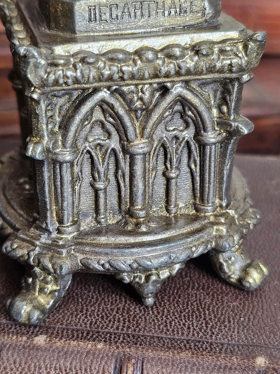 Thumbnail: French antique St Louis with crown of thorns metal statue, souvenir of Carthage