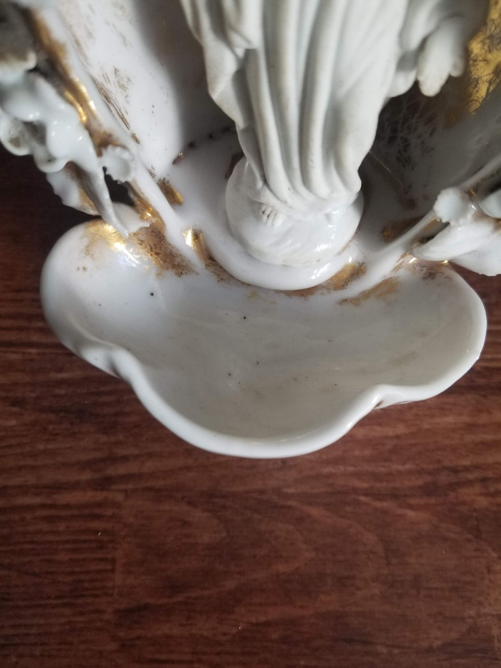 Thumbnail: French antique large Holy water font or oratory. Paris porcelain. 1800s.