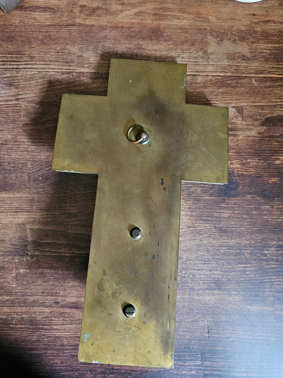 Miniature : Crucifix avec bénitier ancien en onyx et métal