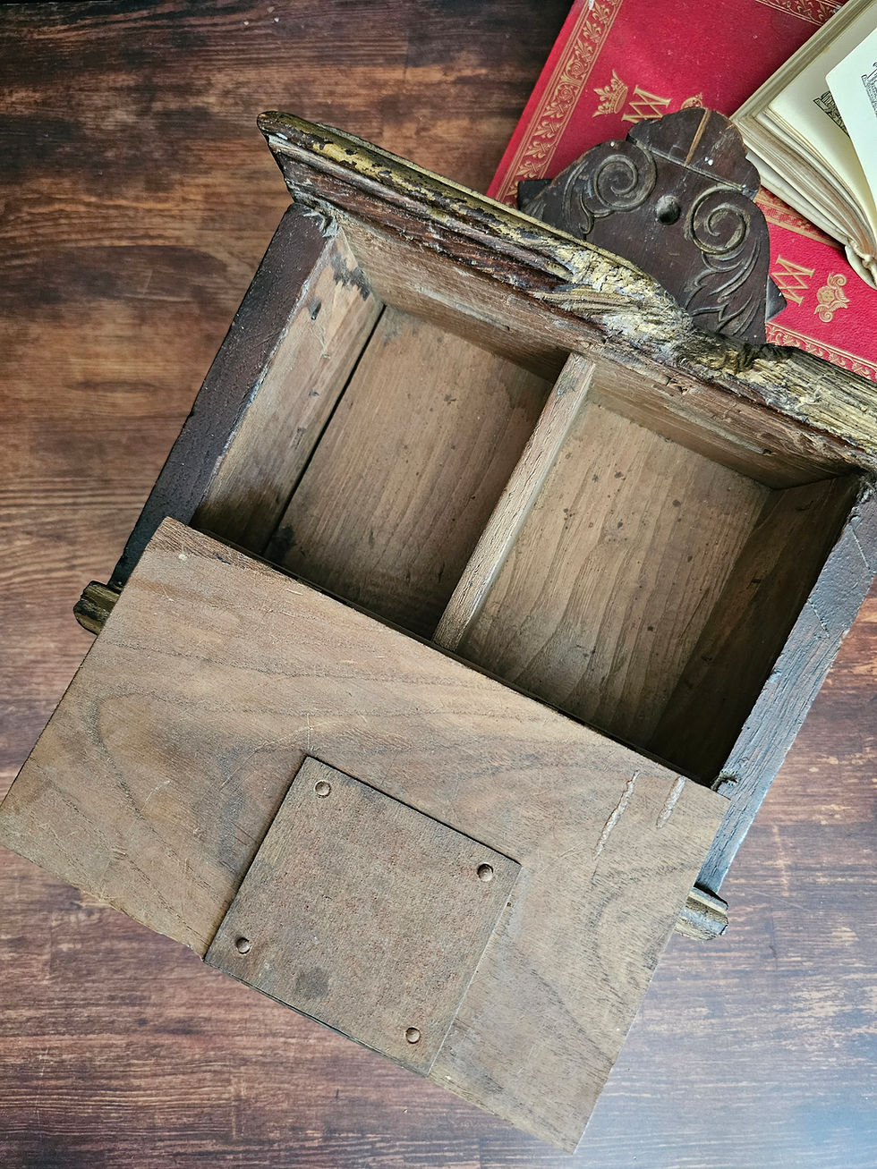Thumbnail: French antique church alms box ,collection box, offering, donation wooden box