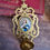 Thumbnail: Antique metal Holy water font with Virgin Mary painted porcelain medallion