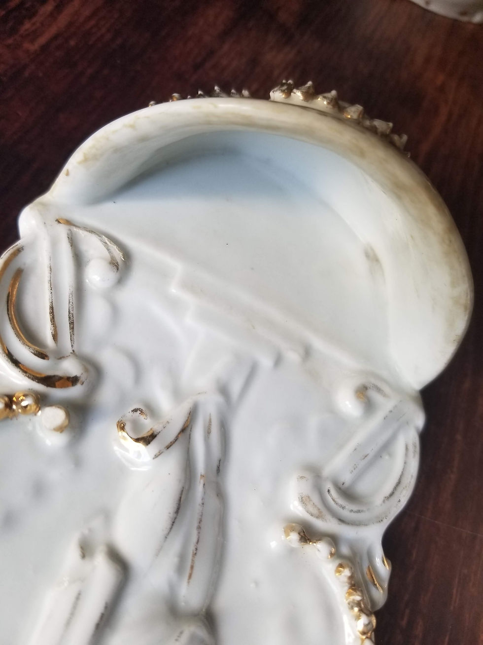 Thumbnail: Antique French Porcelain Holy water font with Jesus Christ Our Saviour gilt 19th century