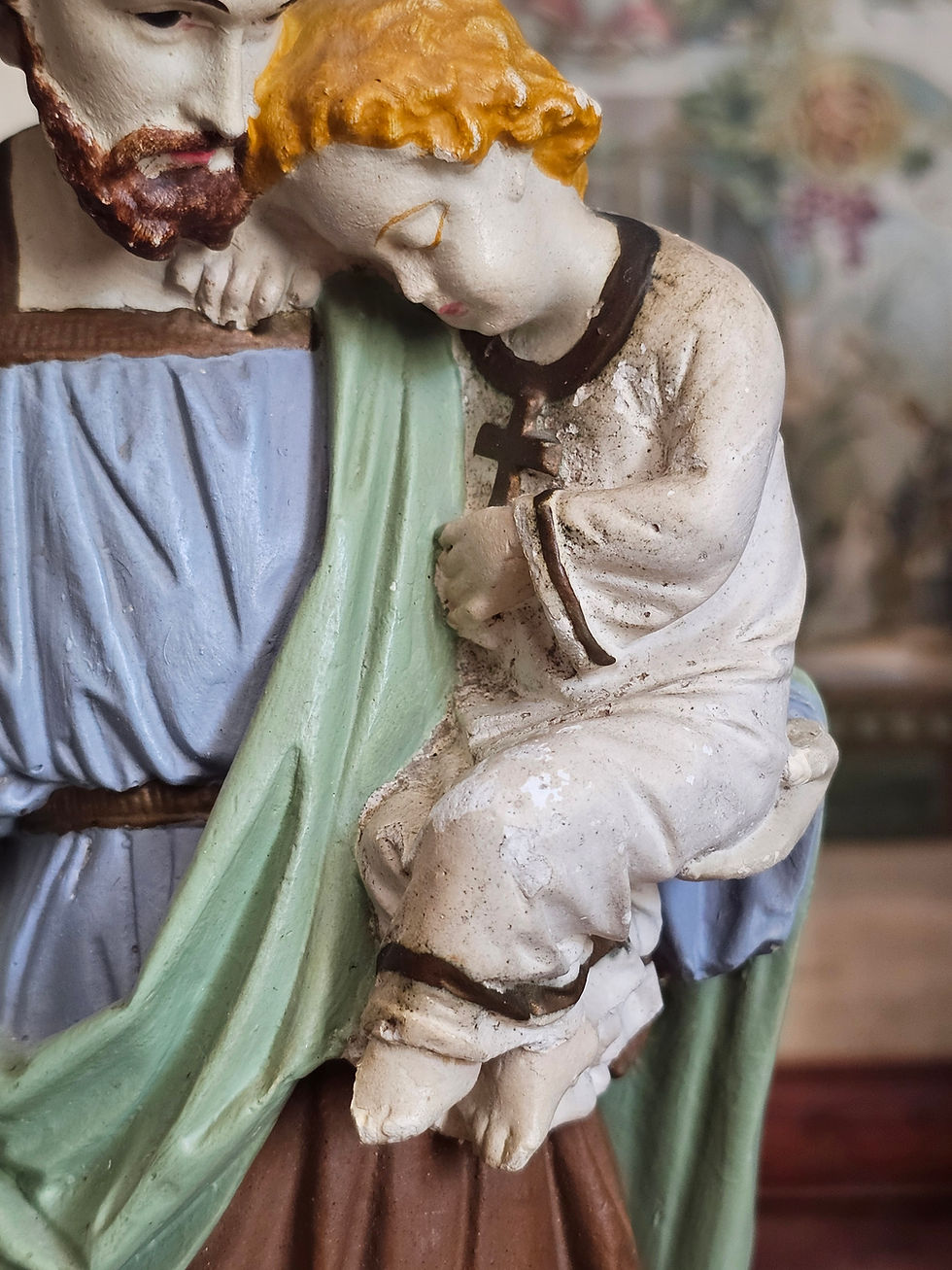 Miniature : Statue ancienne en platre de St Joseph avec l'Enfant Jésus - Duffour, Paris